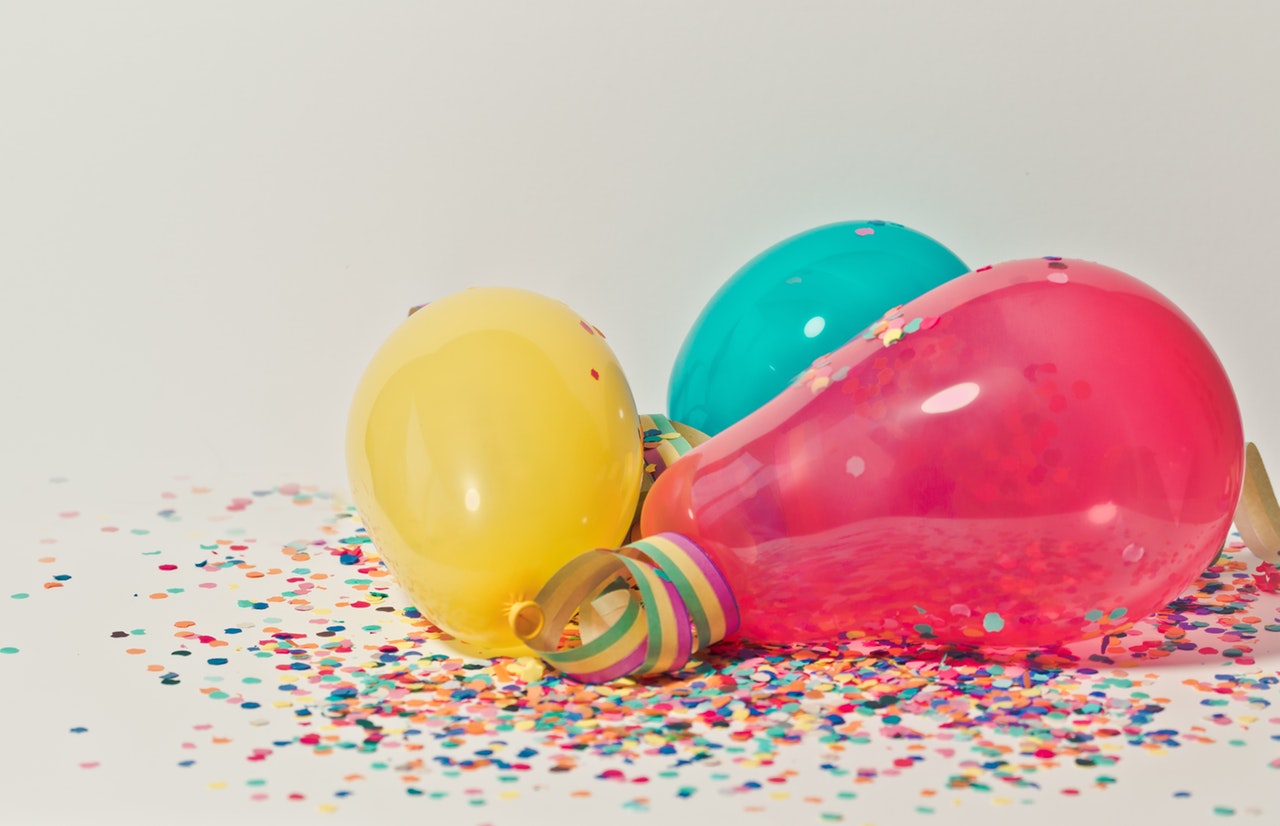 colorful balloons with white background